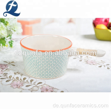 Superior Ceramic Round Shape Bowl mit Griffgeschirrgeschirr